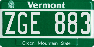 VT license plate ZGE883