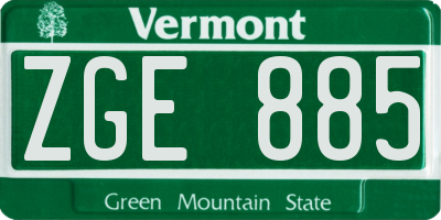 VT license plate ZGE885