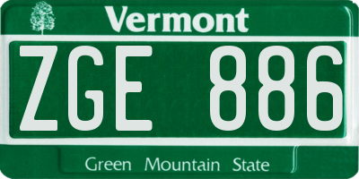 VT license plate ZGE886