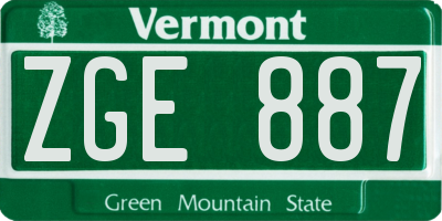 VT license plate ZGE887