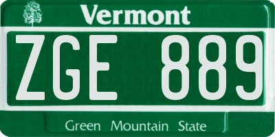 VT license plate ZGE889