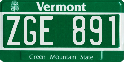 VT license plate ZGE891