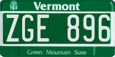 VT license plate ZGE896