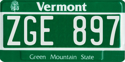 VT license plate ZGE897