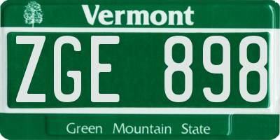 VT license plate ZGE898