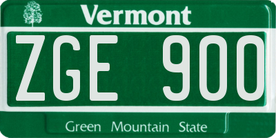 VT license plate ZGE900