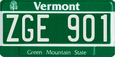 VT license plate ZGE901