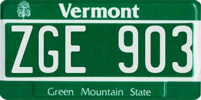 VT license plate ZGE903