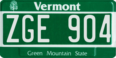 VT license plate ZGE904