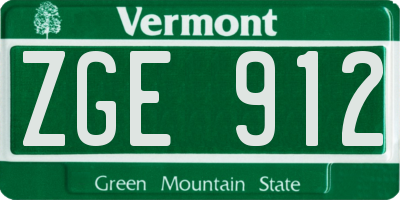 VT license plate ZGE912