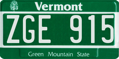 VT license plate ZGE915