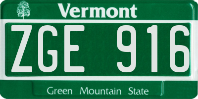 VT license plate ZGE916