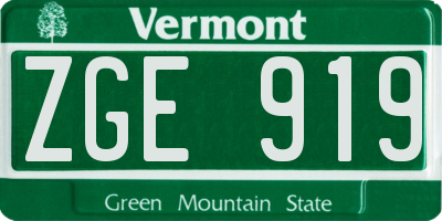 VT license plate ZGE919