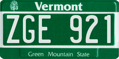 VT license plate ZGE921