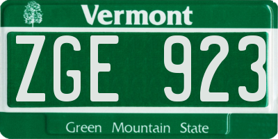 VT license plate ZGE923