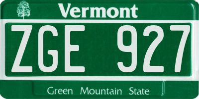 VT license plate ZGE927