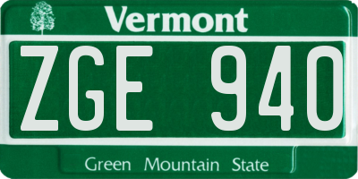 VT license plate ZGE940