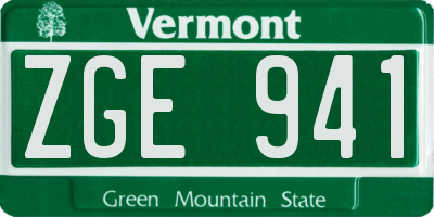 VT license plate ZGE941