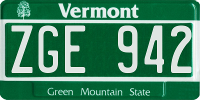 VT license plate ZGE942