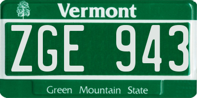 VT license plate ZGE943