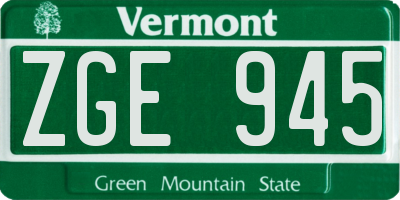 VT license plate ZGE945