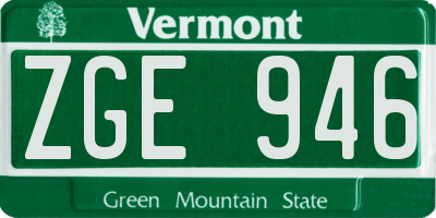 VT license plate ZGE946