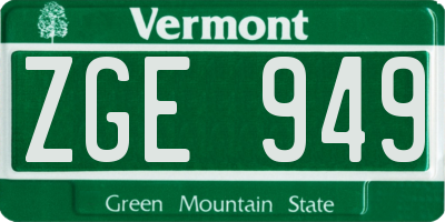 VT license plate ZGE949