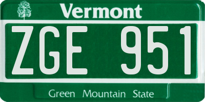 VT license plate ZGE951