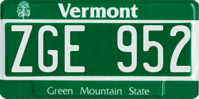 VT license plate ZGE952