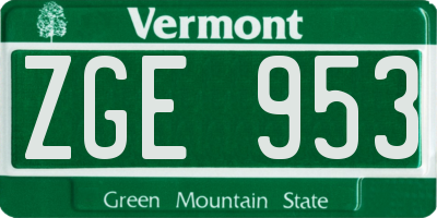 VT license plate ZGE953