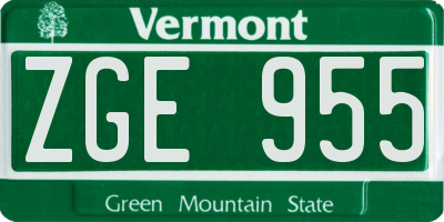 VT license plate ZGE955
