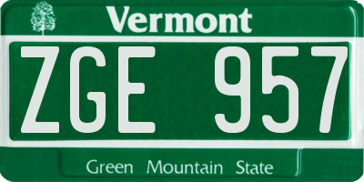 VT license plate ZGE957