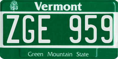 VT license plate ZGE959
