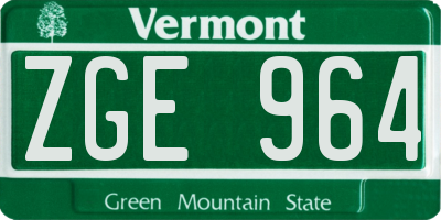 VT license plate ZGE964