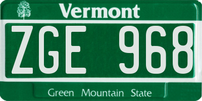 VT license plate ZGE968