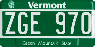 VT license plate ZGE970