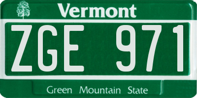 VT license plate ZGE971