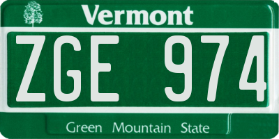 VT license plate ZGE974