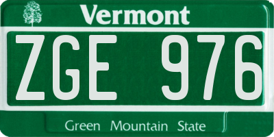 VT license plate ZGE976