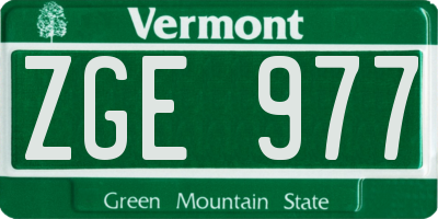 VT license plate ZGE977