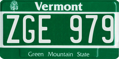 VT license plate ZGE979