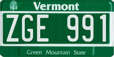 VT license plate ZGE991