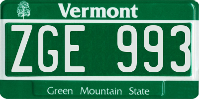 VT license plate ZGE993