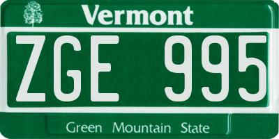 VT license plate ZGE995