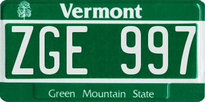 VT license plate ZGE997
