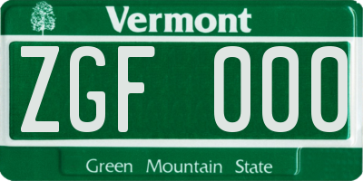VT license plate ZGF000