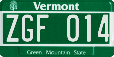 VT license plate ZGF014