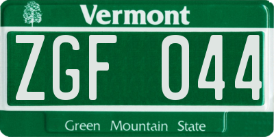 VT license plate ZGF044