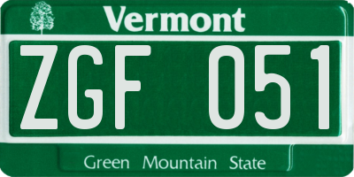 VT license plate ZGF051