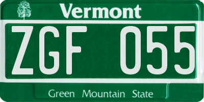 VT license plate ZGF055